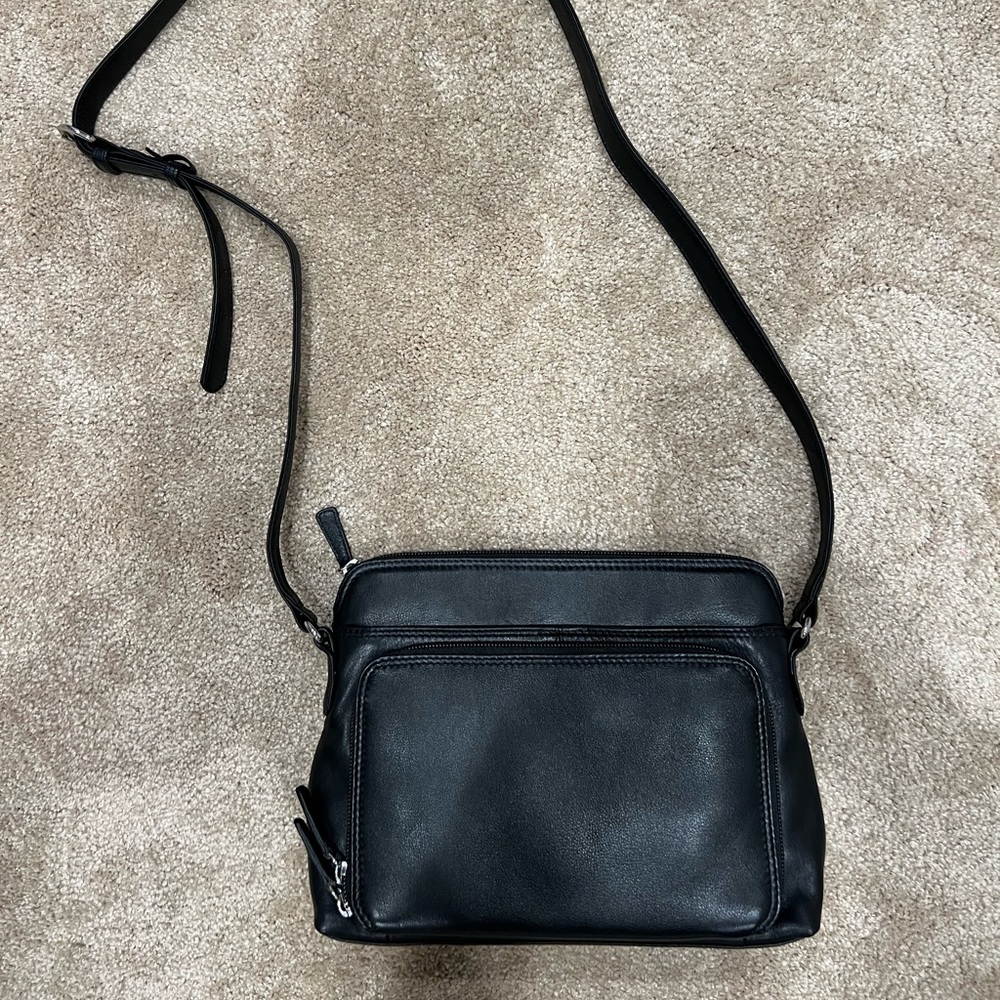 Black leather crossbody bag
